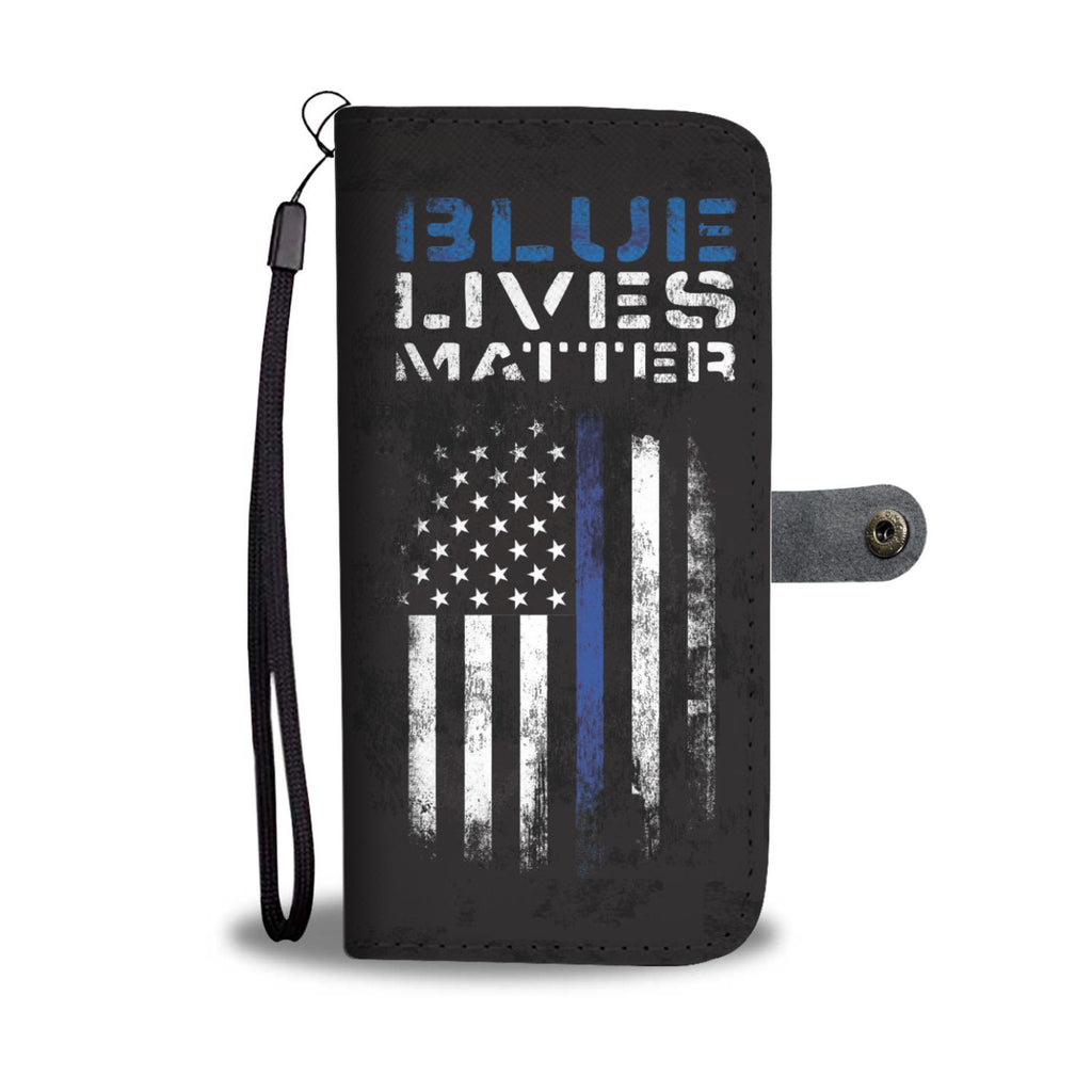 Blue Lives Matter Thin blue line flag Phone Case Wallet