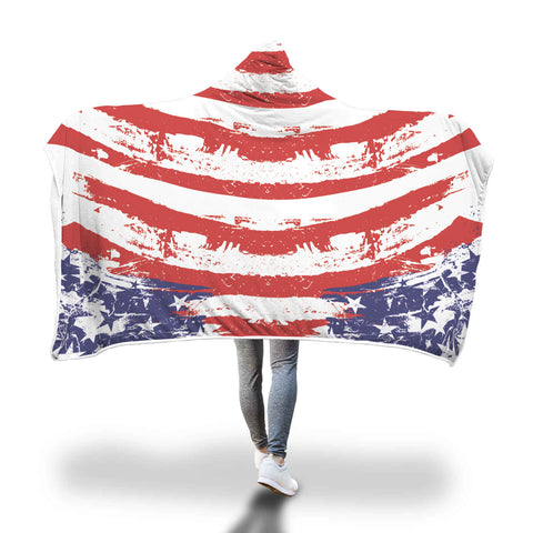 Cozy American Flag - Hooded Blanket