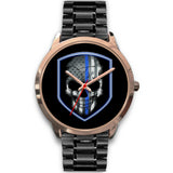 Skull - Thin Blue Line Shield - Gold Watch