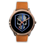 Skull - Thin Blue Line Shield - Gold Watch