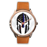 Spartan Helmet - Thin Blue Line Watch - Gold