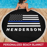 Personalized - Blue Line Beach Blanket