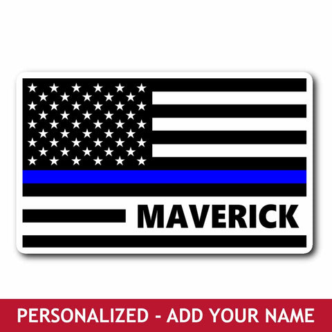 Personalized Sticker - Thin Blue Line Flag