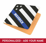 Personalized Men's Wallet - Blue Line Flag