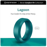 Thin Blue Line Ring - Lagoon Blue Bevel Comfort Fit Silicone Ring