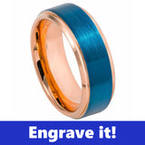 Thin Blue Line Rose Gold & Blue Ring