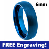 Thin Blue Line Domed Tungsten Ring