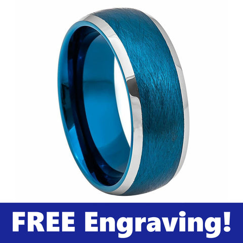 Blue Ion Plated Tungsten Police Ring