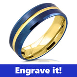 Thin Blue Line Two Tone Gold Ring