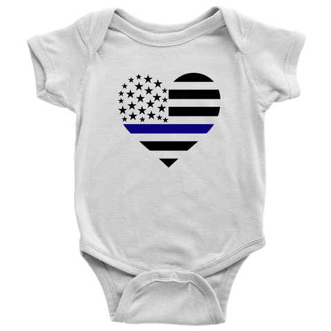 Thin Blue Line Heart - Infant Baby Onesie Bodysuit