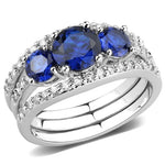 Thin Blue Line Rhodium Brass Ring with Spinel Gemstones - Art 1