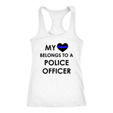 Women's My Heart Belongs To A Police Officer - Racerback Tank Top