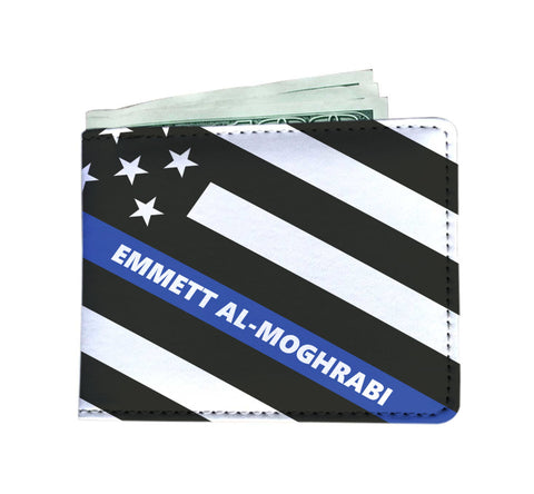 Personalized Men's Wallet - Blue Line Flag - JC1