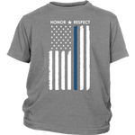 Youth Thin Blue Line Flag Honor Respect Shirt - Kids