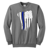 Youth Thin Blue Line American Flag Sweatshirt - Kids