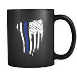 Thin Blue Line Curvy Flag Mug - Black