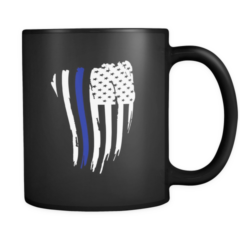 Thin Blue Line Curvy Flag Mug - Black