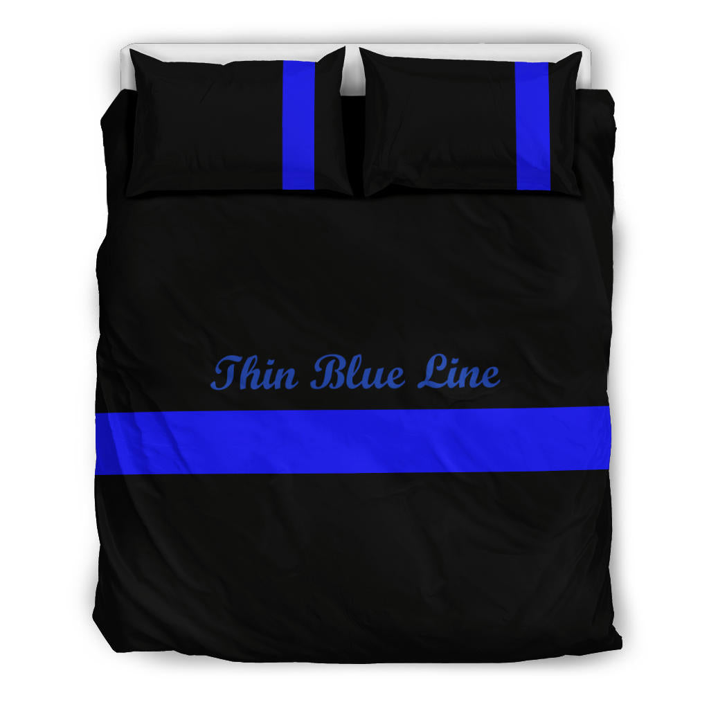 black and blue bed set