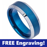 Thin Blue Line Blue-Ion Tungsten Ring