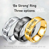 Be Strong - 8mm Solid Stainless Steel Comfort Fit Ring - 3 Colors