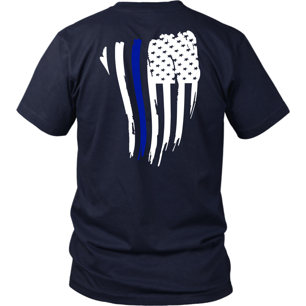 Thin Blue Line Women's T-Shirt – Distressed USA Flag, Patriotic Police Support Tee, Short Sleeve