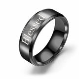 Blessed - 8mm Solid Stainless Steel Comfort Fit Ring - 3 Colors