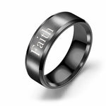 Faith - 8mm Solid Stainless Steel Comfort Fit Ring - 3 Colors