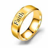 Faith - 8mm Solid Stainless Steel Comfort Fit Ring - 3 Colors