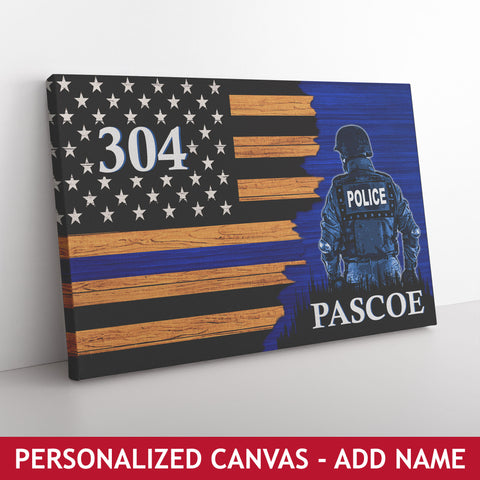 Personalized Thin Blue Line Canvas - 3