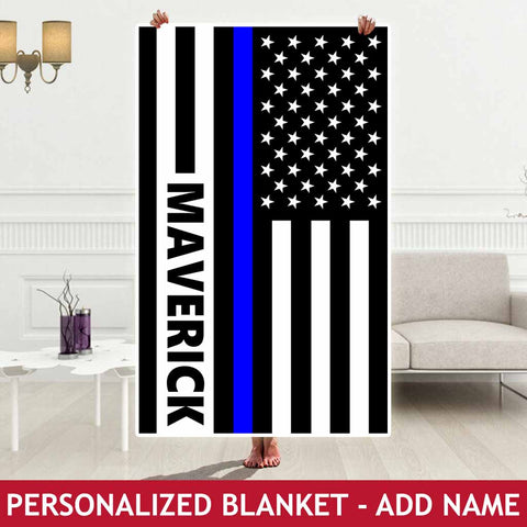 Personalized Blanket - Thin Blue Line Flag