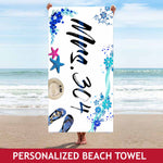 Personalized Beach Towel - Mrs - Floral