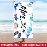 Personalized Beach Towel - Mrs - Floral