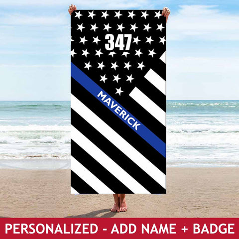 Personalized Beach Towel - Badge+Name