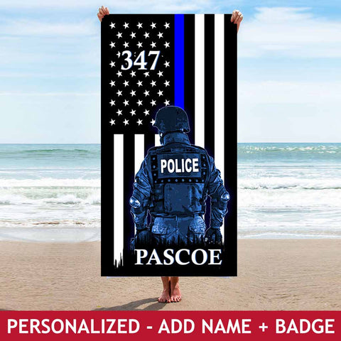 Personalized Beach Towel - Police Hero