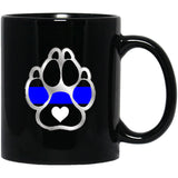 Custom Thin Blue Line Mug - K9 Heart - TK1