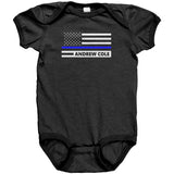 Personalized Thin Blue Line Flag Onesie - AH1-1