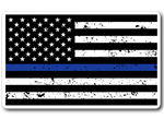 Thin Blue Line American Flag Distressed Sticker/Decal