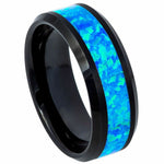 Thin Blue Line Opal Tungsten Ring