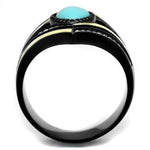 Thin Blue Line Turquoise Stainless Steel Ring