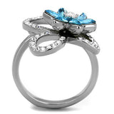 Thin Blue Line Blue Floral Design Ring