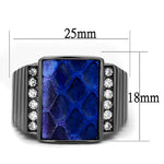 Thin Blue Line Blue Leather Stainless Steel Ring