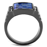 Thin Blue Line Blue Leather Stainless Steel Ring