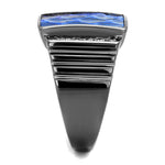 Thin Blue Line Blue Leather Stainless Steel Ring