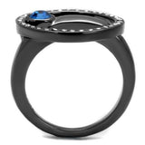 Thin Blue Line Stainless Steel Ring with Top Grade Crystal
