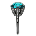 Thin Blue Line Blue Zircon Stainless Steel Ring