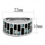 Thin Blue Line High polished Stainless Steel Sea Blue Ring