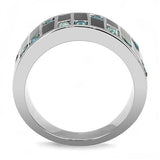 Thin Blue Line High polished Stainless Steel Sea Blue Ring
