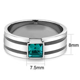 Thin Blue Line  Blue Zircon Stainless Steel Ring