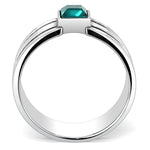 Thin Blue Line  Blue Zircon Stainless Steel Ring