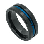 Thin Blue Line Tungsten Carbide Ring